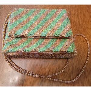 Inge Christopher Beaded Green and Gold Purse